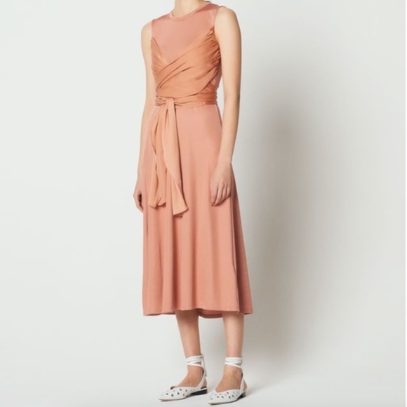 Sandro Trudy Dress | blush peach maxi dress with adjustable ties ballet inspired - Picture 8 of 8
